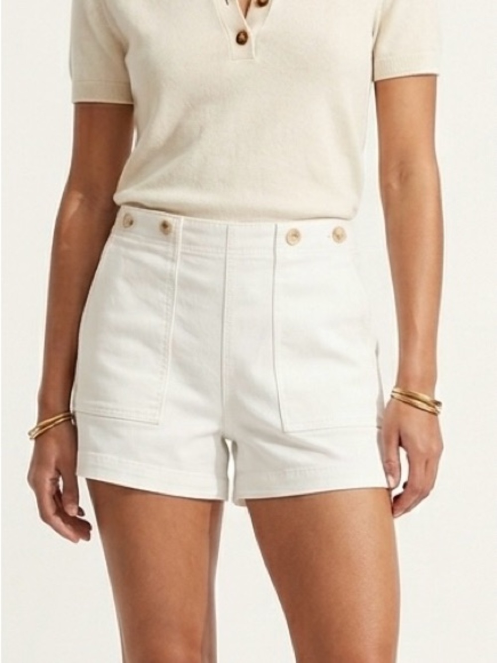 Pilcro Anthropologie White Hemp Sailor Utility Shorts 34 Coastal Granddaughter